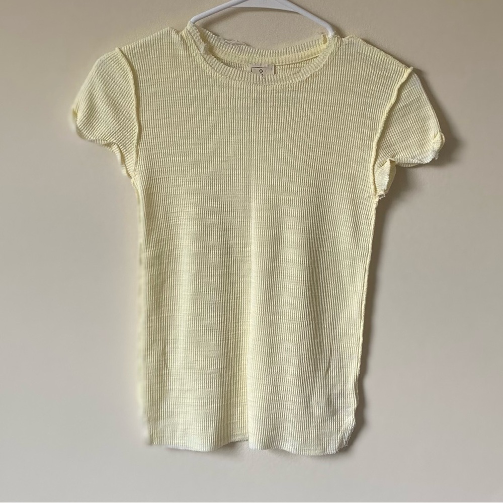Free People We The Free Yellow Knit Waffle Top